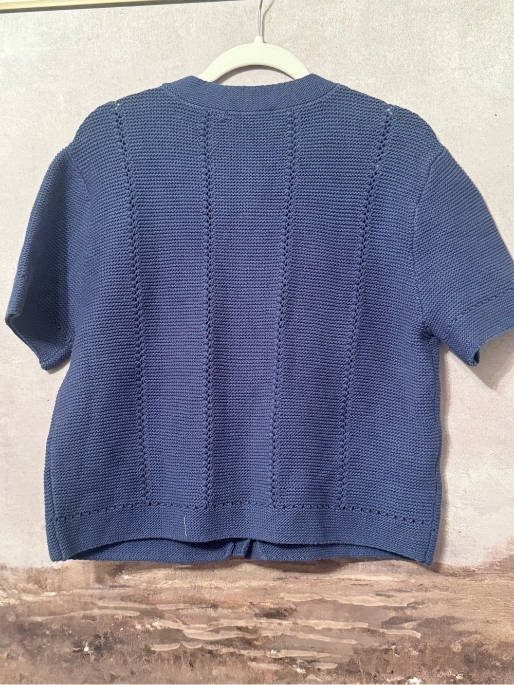 LOFT Blue Short-Sleeve Button Front Cardigan | Size L / NWT - Picture 3 of 6